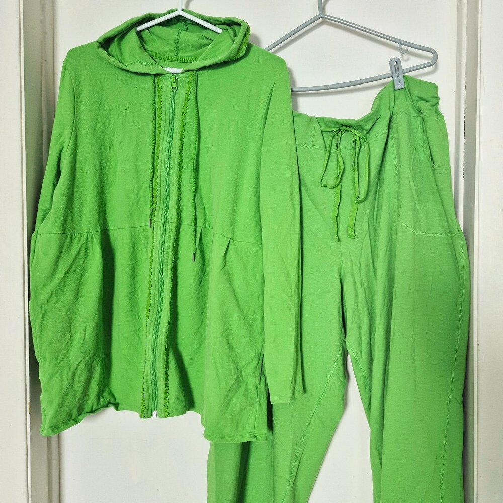 Hoodie and jogger bright green plus size, Lane Brant